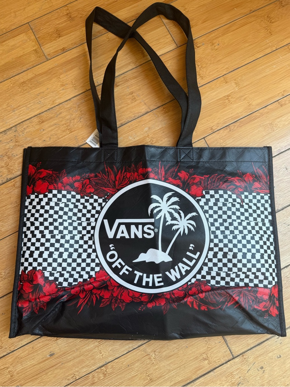 Vans Black, White & Red Checkerboard Tote with Palm Logo